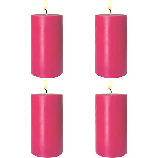 4 Pack Hot-Pink Pillar Candles, 2x4 Inch, Long-Lasting, Dripless and Smokeless Unscented Candles, Ideal for Home Décor, Parties Weddings and Relaxation