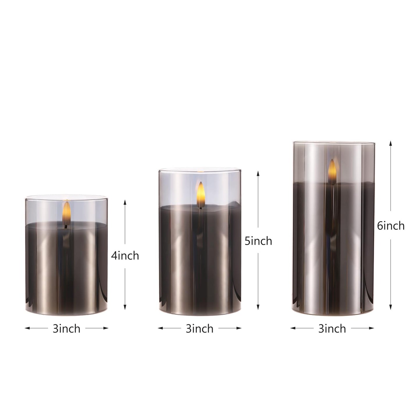 Mingfuxin Flameless Candles, Battery Operated Candles LED Pillar Glass Candles with Remote 10-Key Control and Timers for Indoor Party, Wedding,Tabletop Halloween Decorations, H 4" 5" 6", Set of 3
