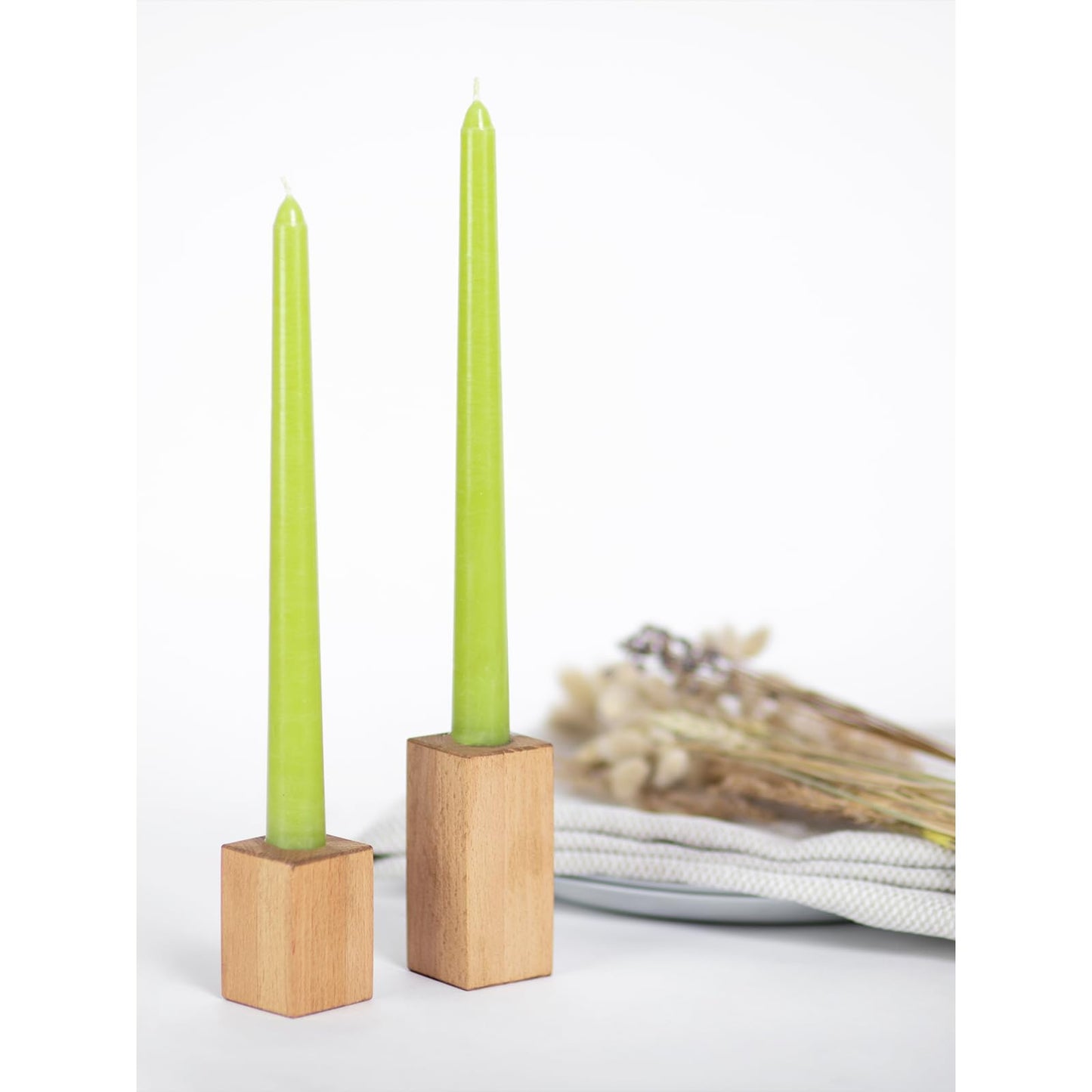 CANDWAX 12 inch Taper Candles Set of 4 - Dripless and Smokeless Candles Unscented - Slow Burning Candle Sticks - Olive Candle Taper
