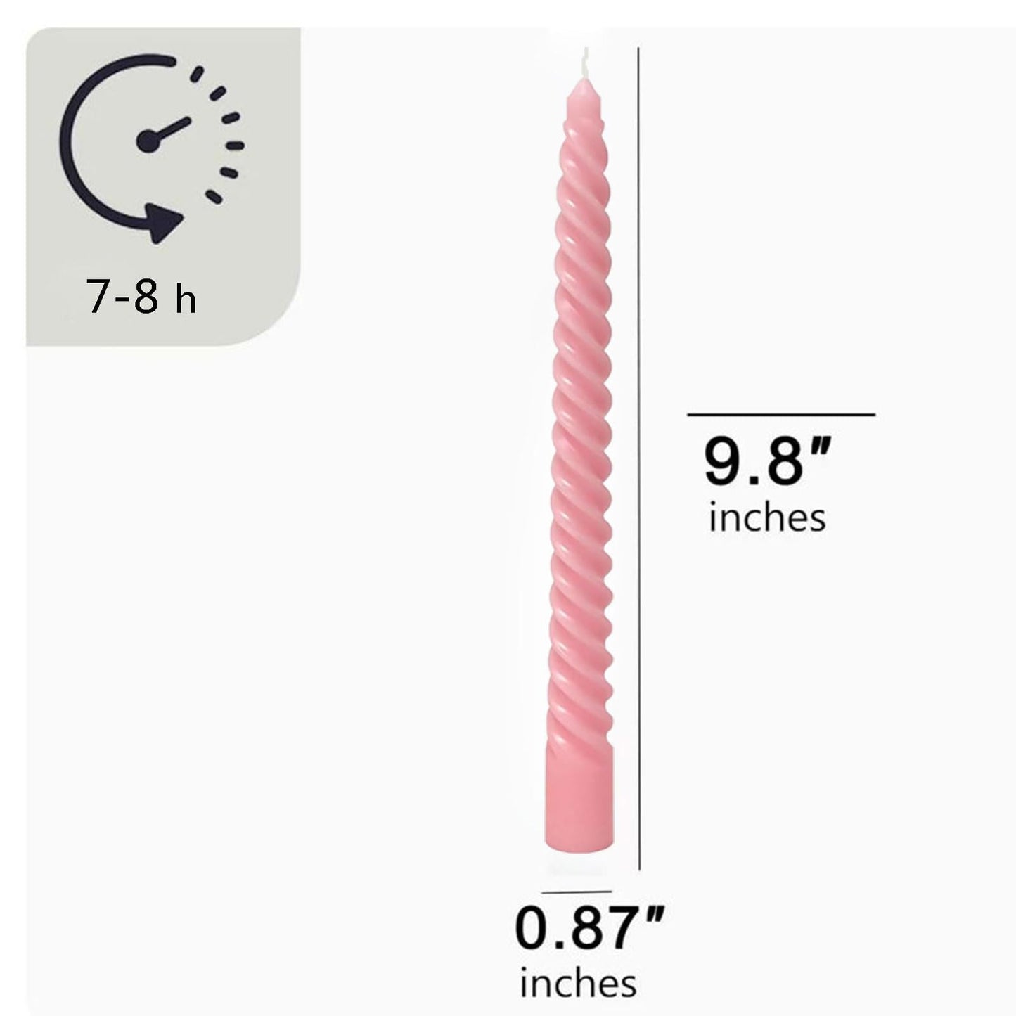 6 Pack Pink Taper Christmas Candles,Unscented Dripless Taper Candles 10 Inch,Pink Candlesticks Spiral Dripless 8 Hours Long Burning Time, Ideal for Christmas,Easter,New Years Eve Decoration