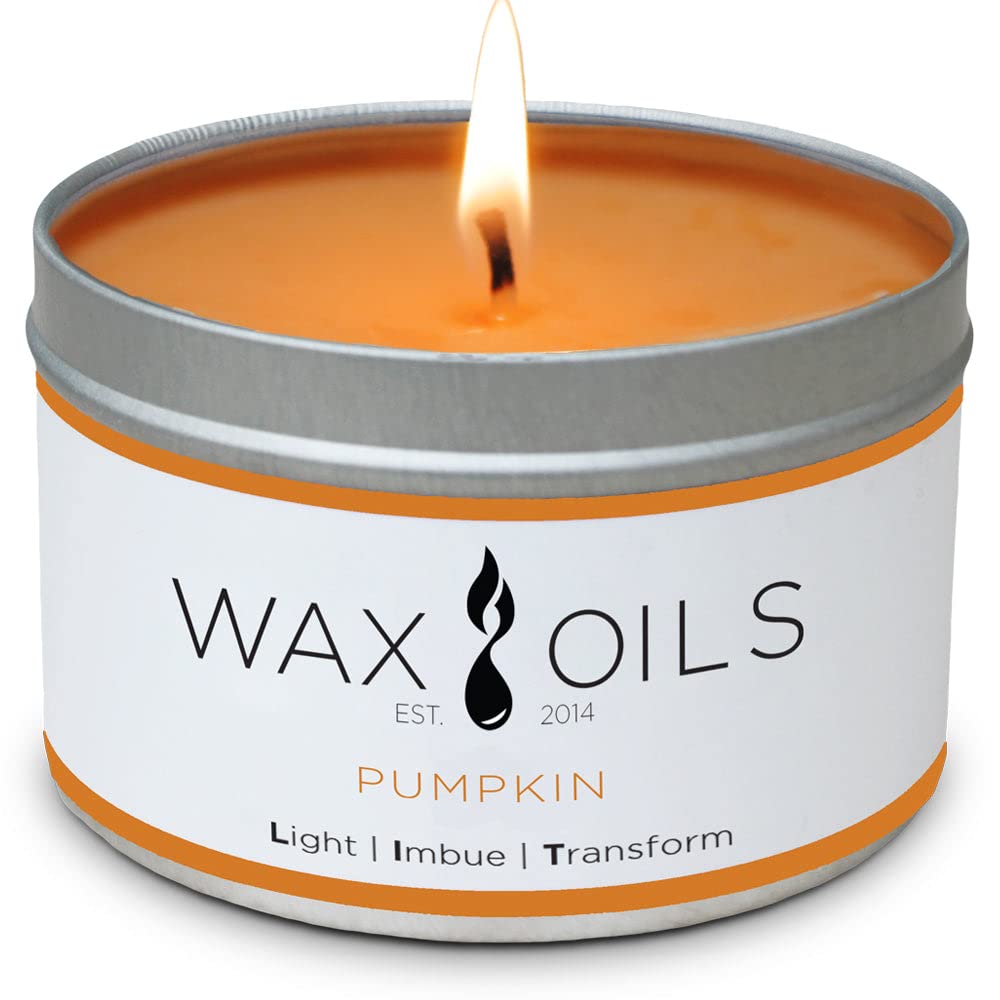 Wax and Oils Soy Wax Aromatherapy Scented Candles (Pumpkin) 8 Ounces. Single