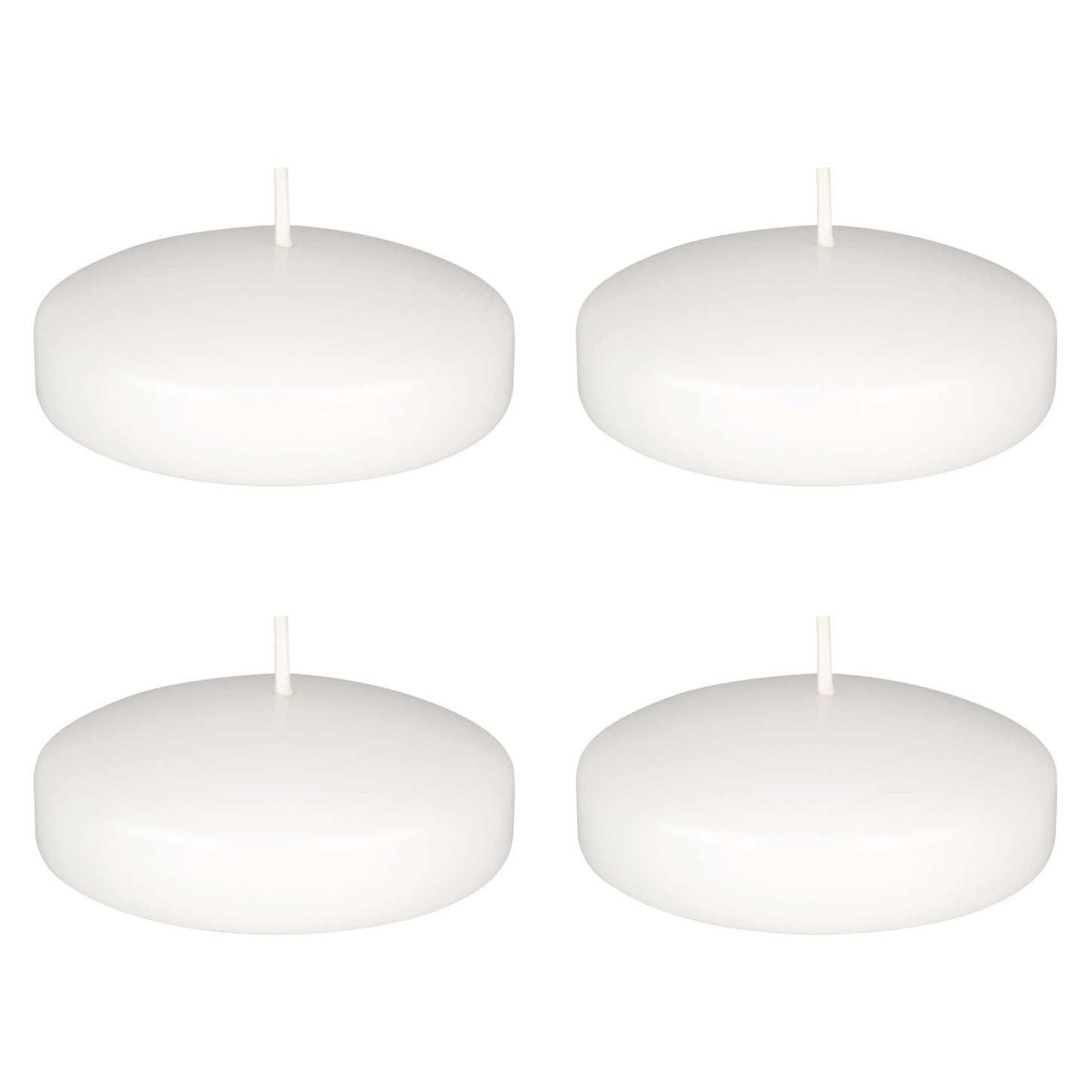 Mega Candles 4 pcs Unscented White Floating Candles, Hand Poured Wax Candle 3 Inch Diameter, Home Décor, Wedding Receptions, Occasions, Festivities, Events, Meditations, Tranquility, Spa
