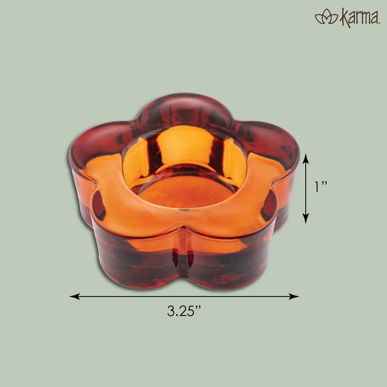 Karma, Glass Flower Tealight Holder, Chunky Candle Holder Votive for Home and Party Decor, Wedding Table Centerpiece, Copper