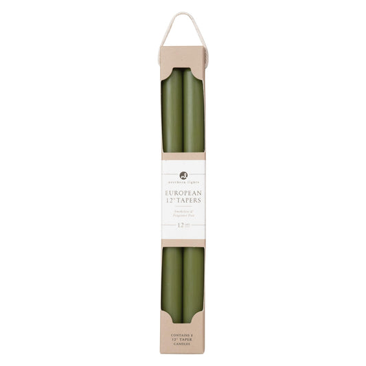 Northern Lights Candles - 12" 2pk Tapers - Moss Green - 72895