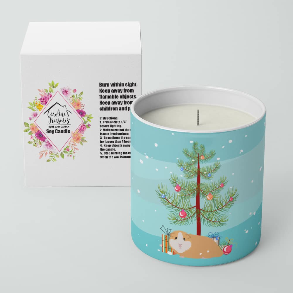 Caroline's Treasures CK4439CDL American Guinea Pig Merry Christmas 10 oz Decorative Soy Candle Nature Soy Wax Essential Oil Home Decor Ideal for Bedroom Kitchen Bath Office Gift, 10 oz
