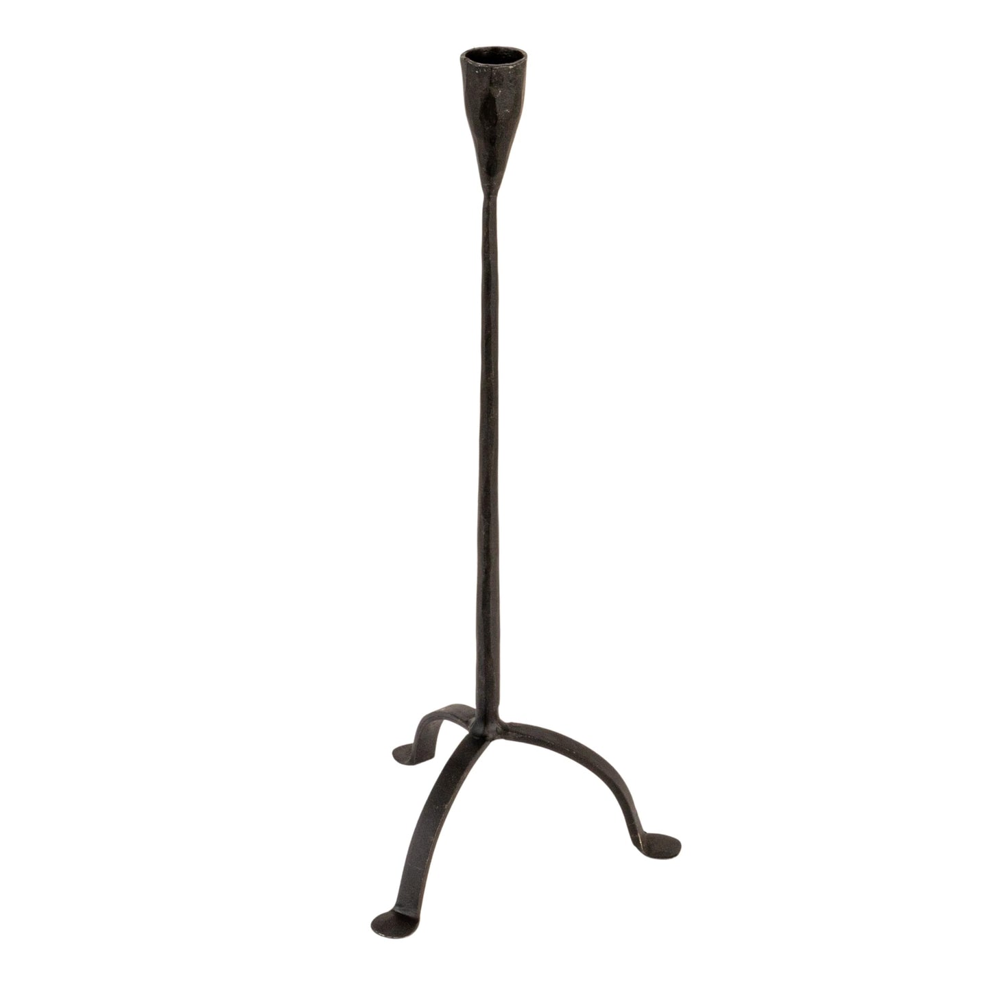 Creative Co-Op 16" H Hand-Forged Cast Metal Footed Taper Holder, Black