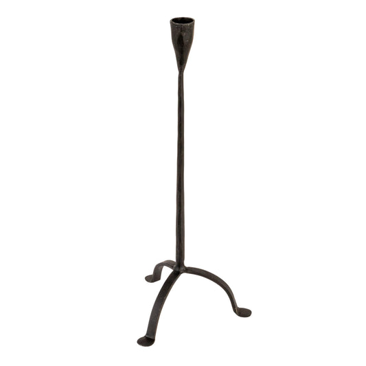 Creative Co-Op 16" H Hand-Forged Cast Metal Footed Taper Holder, Black