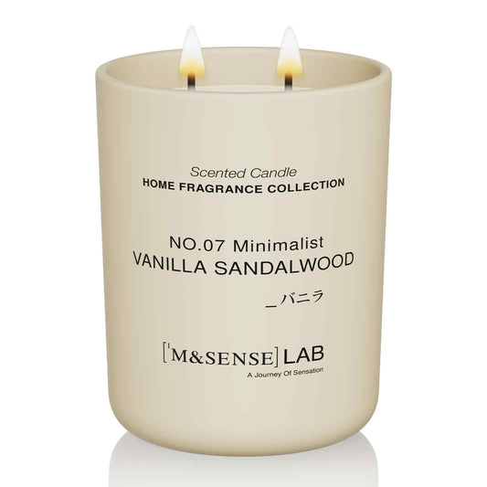 M&SENSE Natural Soy Large Candle| Vanilla Sandalwood | 16.6 oz, 95H Burn | Mini Spring Scented Candles for Relaxation, Meditation, Home Décor | for Bedroom, Office, Party