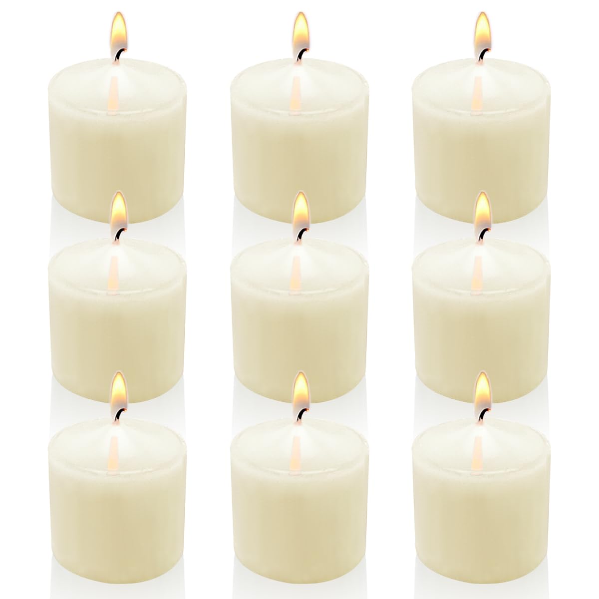 Ivory Votive Candles, 9 Packs Unscented Small Votives for Wedding, Holiday Party, Home Decoration (8 Hour), 1.5" D x 1.25" H