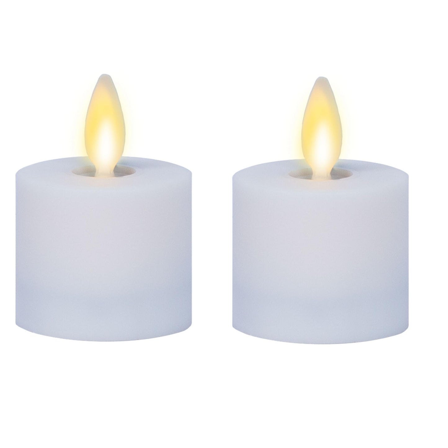 Luminara Moving Flame LED Flameless Tealight (1.4" x 2") Remote Ready Battery Operated Plastic LED Flameless Tea Light - Smooth Matte - Pearl Ivory (2-Pack White)