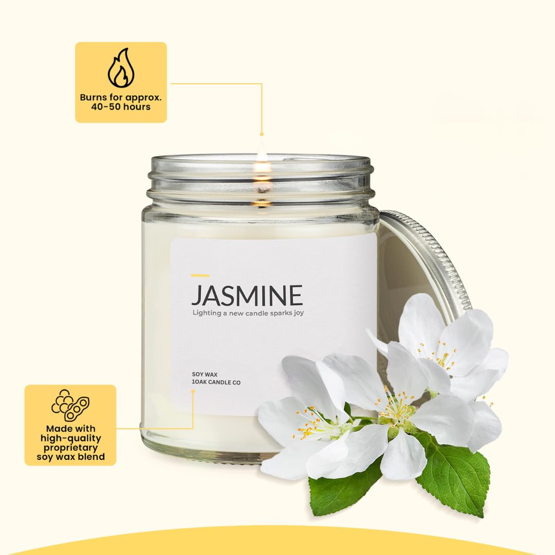 1OAK Jasmine Candle - Soy Wax Scented Candles (Jasmine) - Soy Candles for Home Scented - Long Burning Premium - Hand-Poured (7oz.)