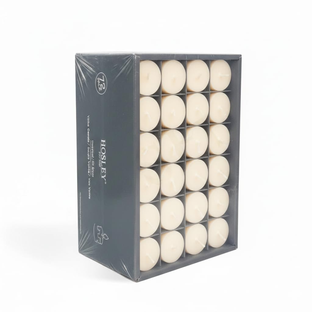 Hosley Set of 72 Unscented Ivory Votive Candles – Bulk Pack, Clean-Burning, Long-Lasting 10-12 Hour Burn Time – Ideal for Weddings, Home Décor, Spa, and Events