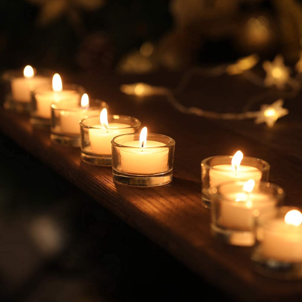 Elivia Clear Tealight Candle Holders - Set of 18, Round Glass Candle Holder, 2" Diameter - CH03