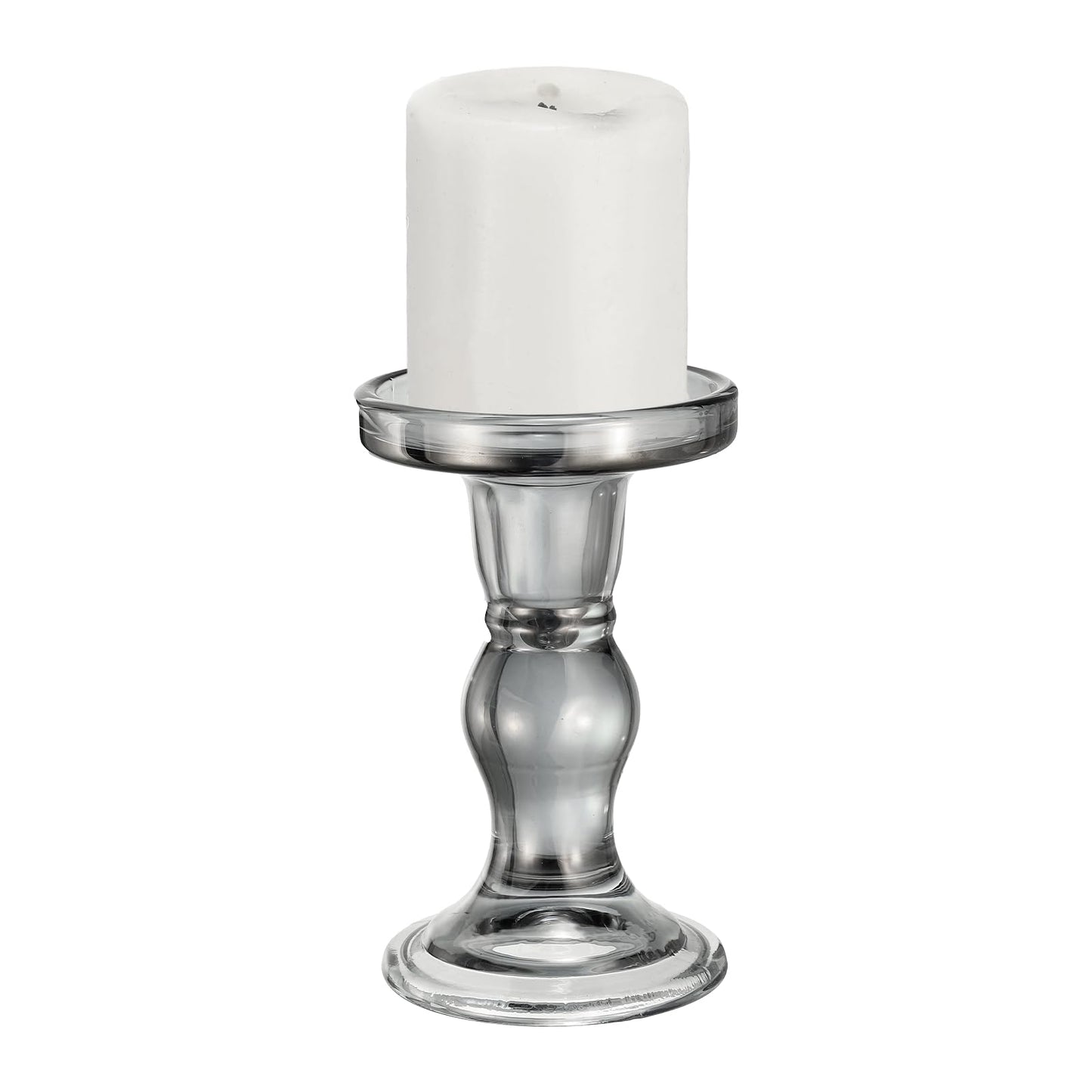 uxcell 14 cm Glass Candle Holder for Taper/Column Candles, Candle Holders Tealight Stand Candlestick for Tealight Wedding Table Centerpiece Home Decor, Smoke Gray