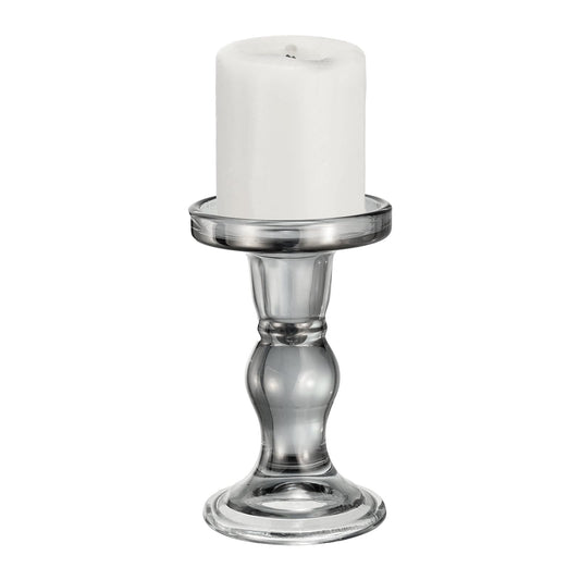 uxcell 14 cm Glass Candle Holder for Taper/Column Candles, Candle Holders Tealight Stand Candlestick for Tealight Wedding Table Centerpiece Home Decor, Smoke Gray