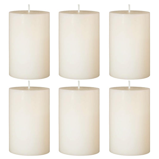6 Packs Dripless Ivory Pillar Candles, Unscented 2.75x4 Inch Cylinder Wax Candles for Home Table Holiday Party Spa Decor Emergency