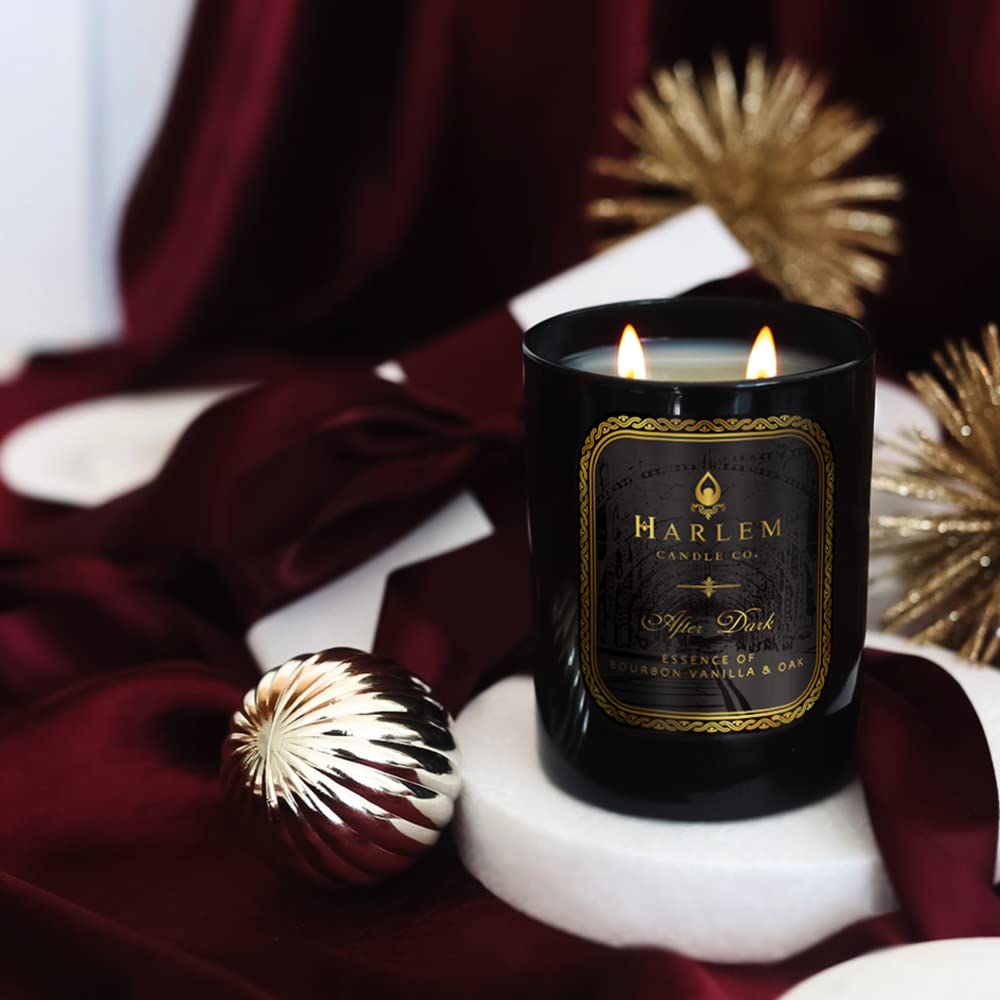 HARLEM CANDLE CO. After Dark - Luxury Scented Soy Candle, 11 oz - 80-Hour Burn Time | Bergamot, Saffron, Bourbon Vanilla, Oak | Scented Candles for Home