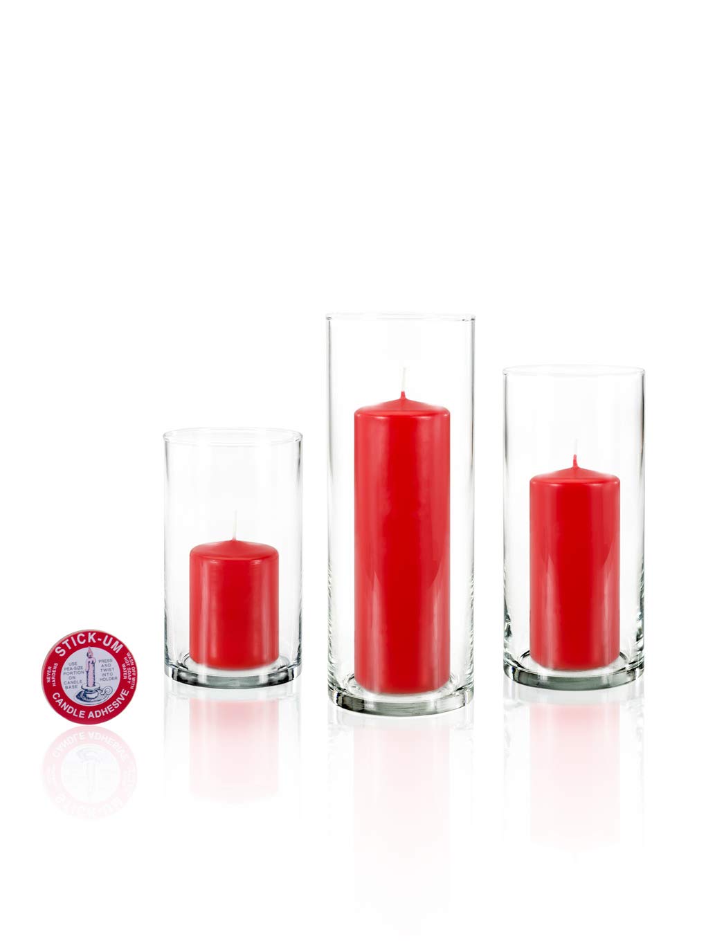 yummi Set of 36 Slim Pillars and Cylinder Vases - Ruby Red