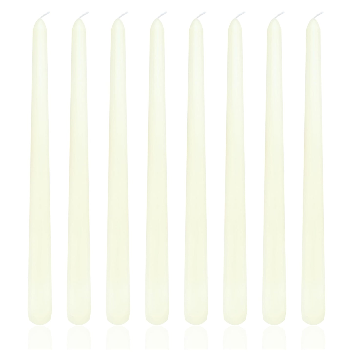 8 Pack 10 Inch Ivory Taper Candles Long Burning Time and Dripless Candles For Dinner Home Decor Wedding Shower