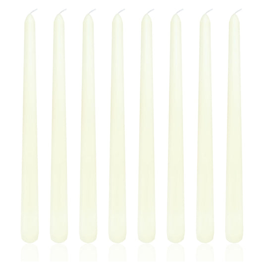 8 Pack 10 Inch Ivory Taper Candles Long Burning Time and Dripless Candles For Dinner Home Decor Wedding Shower