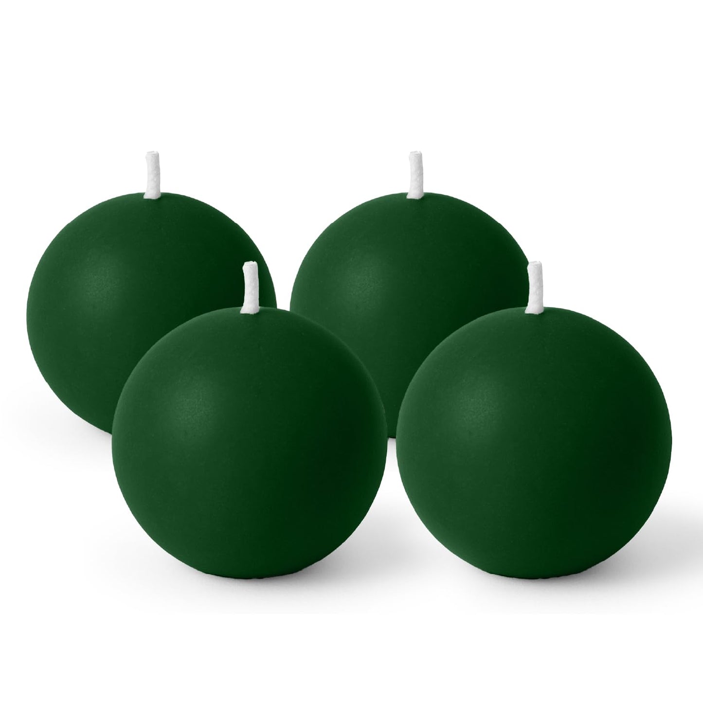 Biedermann & Sons Green Round Candles (Set of 4), Unscented Dripless Balls, 2.5" Spheres, 8 Hour Burn, Decorative Set for Events and Everyday Candlelight