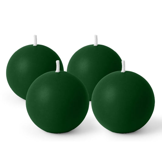 Biedermann & Sons Green Round Candles (Set of 4), Unscented Dripless Balls, 2.5" Spheres, 8 Hour Burn, Decorative Set for Events and Everyday Candlelight