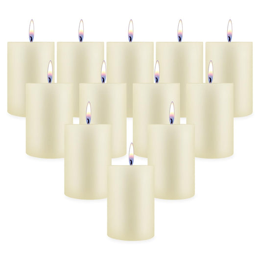 2"x3" Ivory Pillar Candles, Hand-Poured Candles Set of 12, Emergency Candles, Dripless Pillar Candles for Weddings, Parties, Halloween, Church, Home Décor