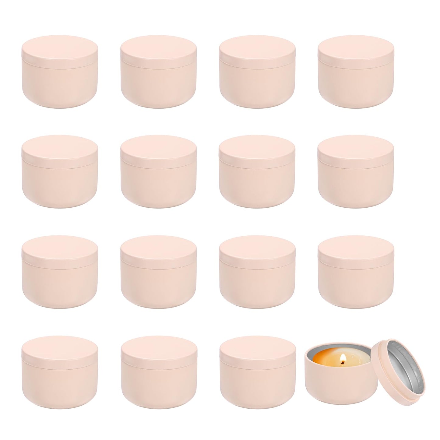 MECCANIXITY 3oz Candle Tins, 16pcs Metal Candle Tins Jars with Lids Round Empty Tin Can Containers Bulk for Storage Tea and Making DIY Arts Crafts Christmas Gifts, Pink