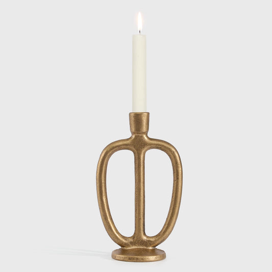 Vintage Cast Iron Taper Candle Holder Brass Decorative Candle Stand Farmhouse Candlestick Holders for Wedding Dinning Party Table Centerpiece(Brass, L)