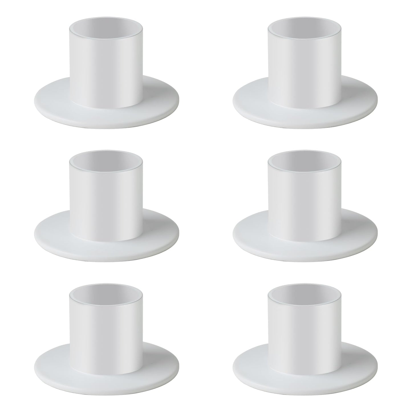 kehail Metal Taper Candle Holders Set - 2"×1" Elegant Candlestick Centerpieces for Table Decor, Wedding, Anniversary, Dinner Party (6, White)
