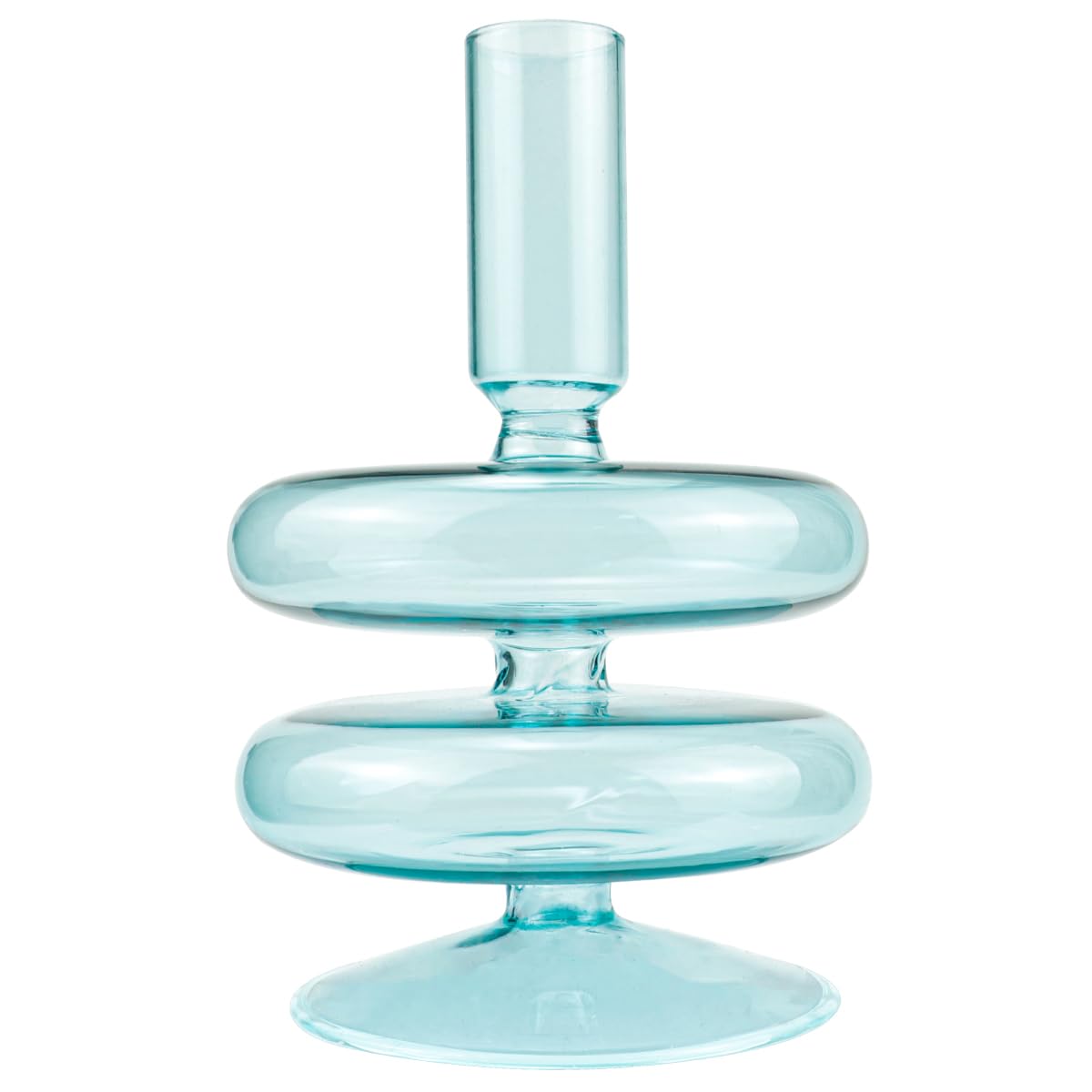 LNQ LUNIQI Clear Taper Candle Holders Glass Candle Stick Holder Modern Candle Holders for Tapered Candlesticks Wedding Reception Centerpieces Christmas（Light Blue）