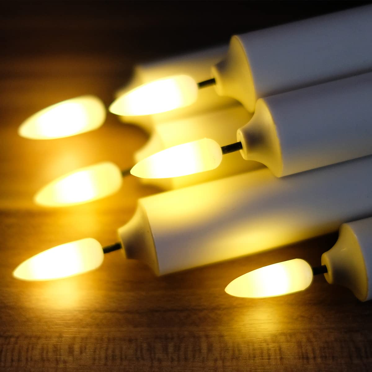 6 Pack Windows Candles with 12 AA Batteries(Include, Run More Than 400 Hours) + 6 Golden Removable Candlesticks + 6 Suction Cups, 10'' Flameless Battery Ivory Taper Window Candle with Remote/Timer