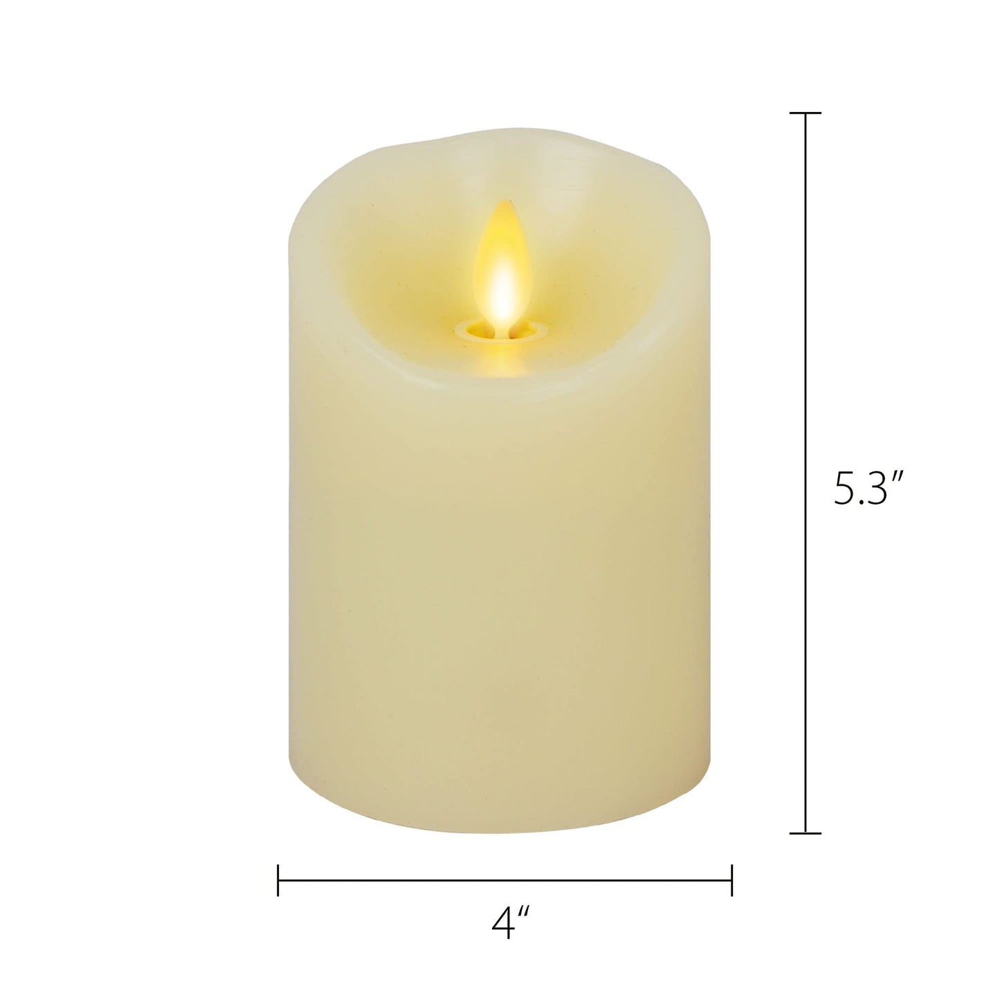 Luminara Scalloped Edge Flameless LED Candle - Ivory 4" x 5.3" - Real Wax Pillar Battery Operated Moving Flame w/Timer Unscented 1000Hr Runtime