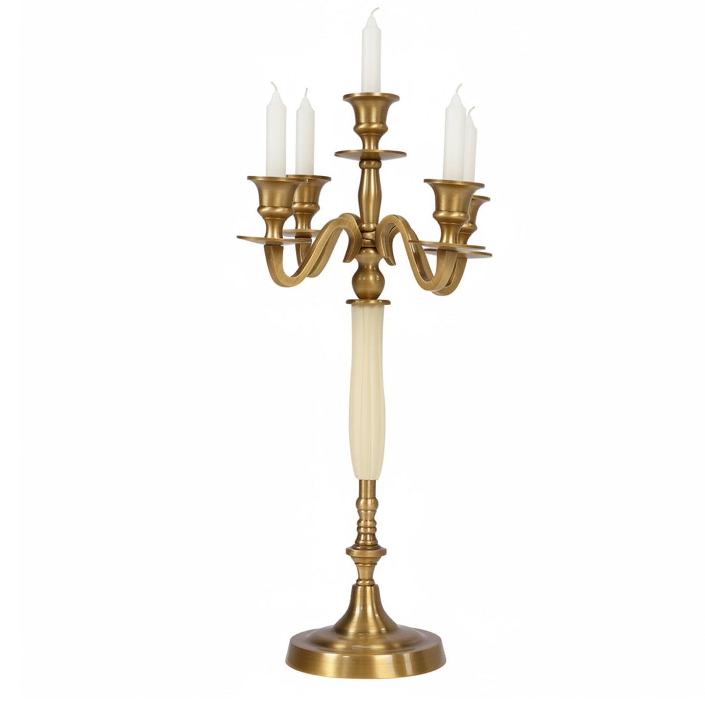 OssifragaBone 5 Candle Metal Golden Metal Candlestick Holder Wedding Event Candelabra Candle Stand for Wedding Dining Table Xmas Party Home Decor