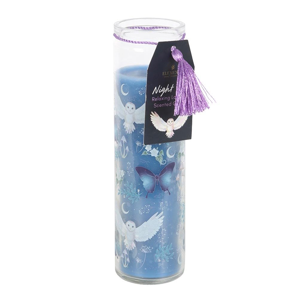 Lavender Scented Tube Candle with Mystical Forest Design – 50-Hour Burn Time, Repurposeable Glass Jar for Flowers – Calming Fragrance & Magical Decor for Any Room