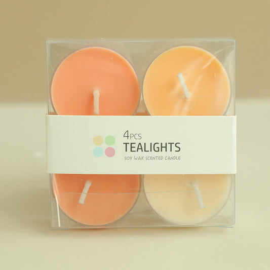 Floating Scented Candles,4PCS Multicolor Soy Wax Decorative Aroma Candle for Table Photo Prop Birthday Gift,Long Burning Tealight Shape Candle for Weddings,Anniversaries,Home Decoration,Spa(Orange)