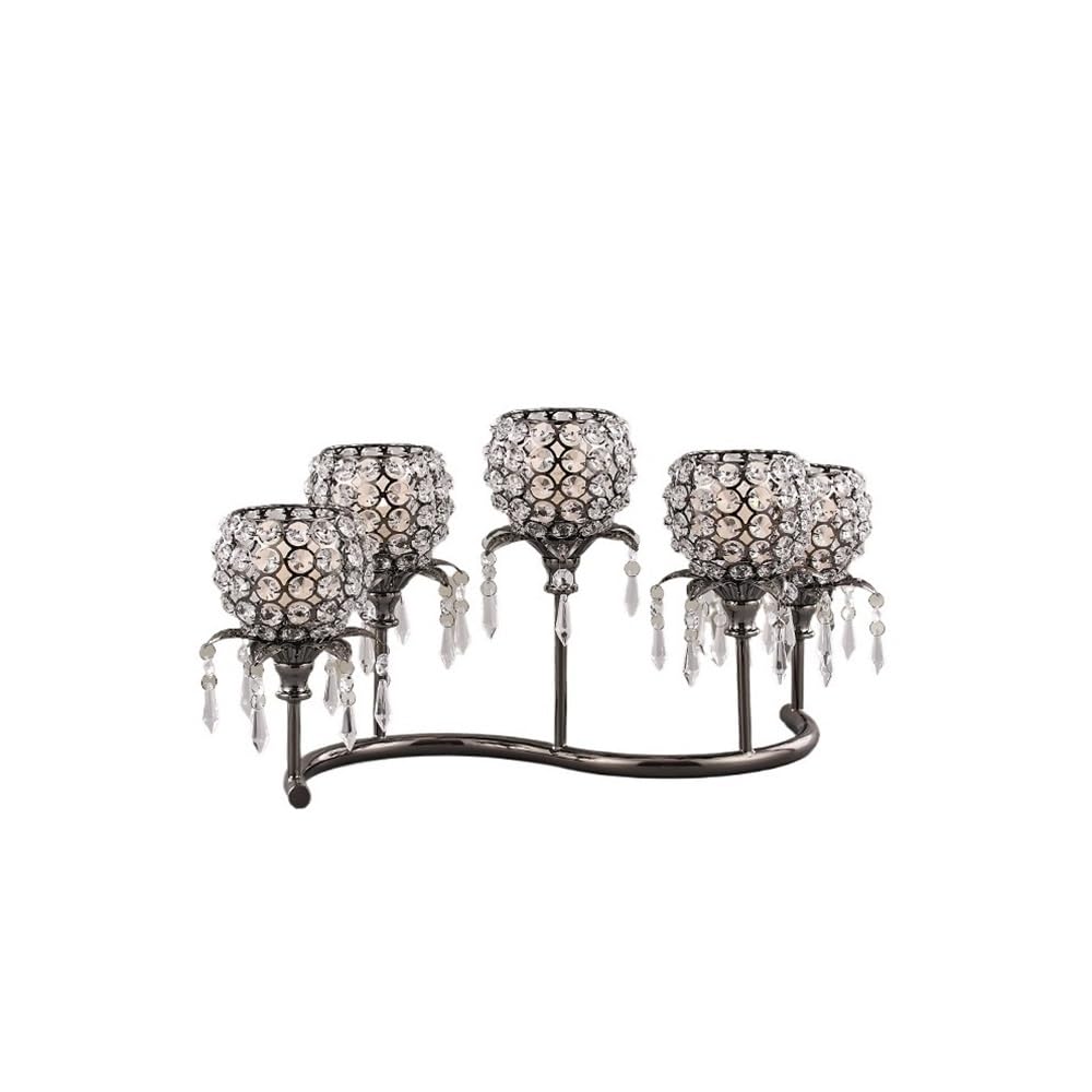 cfycfy987 Candelabra European Crystal Candlestick Retro Luxury Candle Holder Ornaments for Living Room, Hotel, Wedding Candle Sticks Holder(Black)