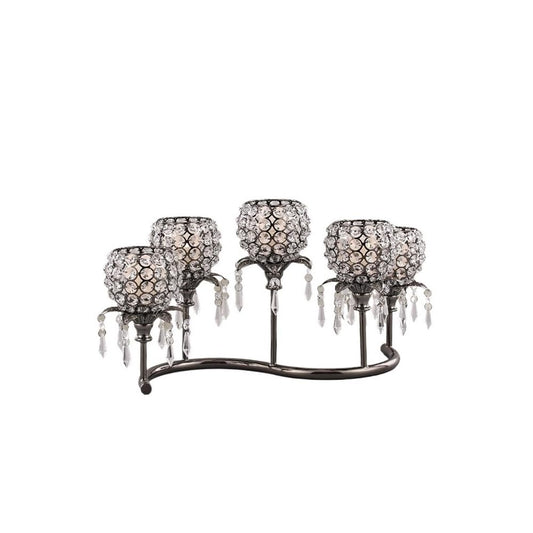 cfycfy987 Candelabra European Crystal Candlestick Retro Luxury Candle Holder Ornaments for Living Room, Hotel, Wedding Candle Sticks Holder(Black)