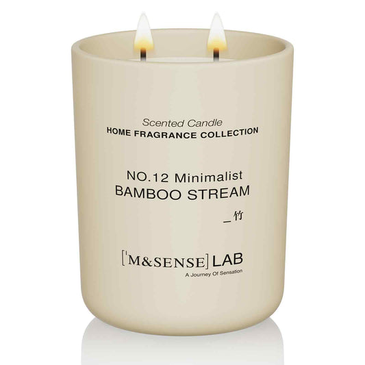 M&SENSE Natural Soy Large Candle| Bamboo Stream | 16.6 oz, 95H Burn | Mini Spring Scented Candles for Relaxation, Meditation, Home Décor | for Bedroom, Office, Party