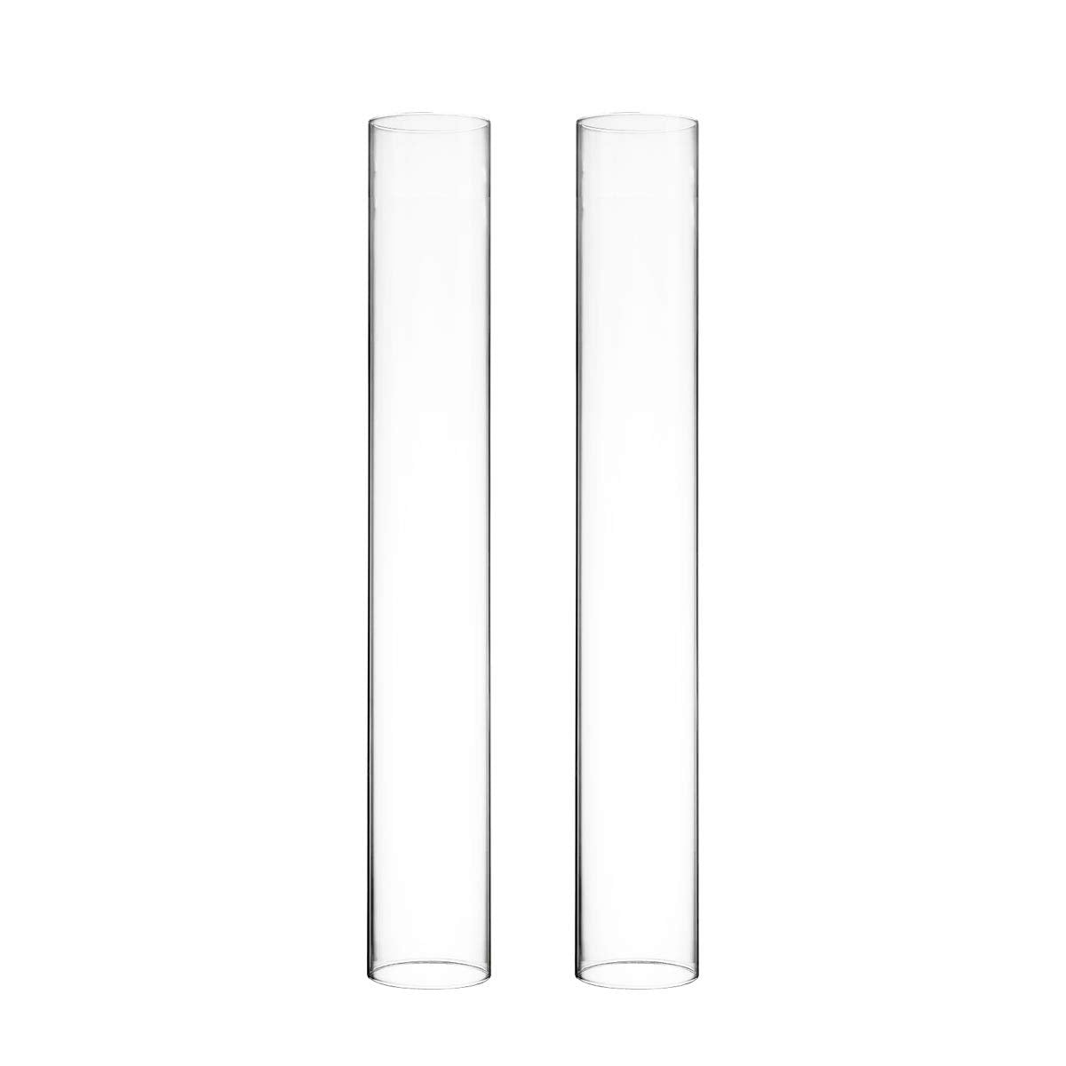 CYS EXCEL 6 PCS (H:18" D:2.5") Open Ended Glass Hurricane Candleholder Tube Shade | Multiple Size Choices Open Flame Candle Chimney Tube Cover | Bottomless Cylinder