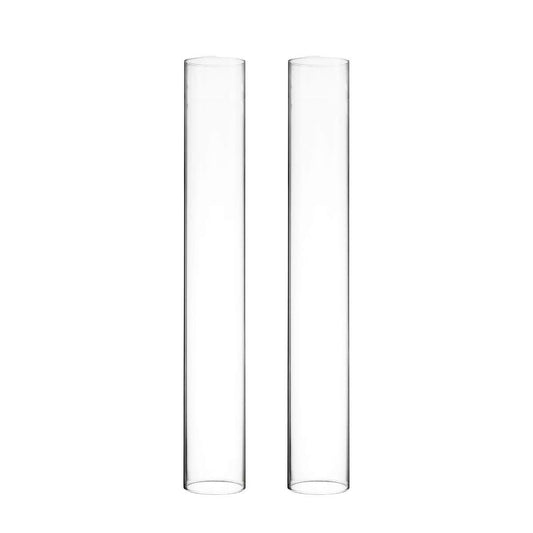 CYS EXCEL 6 PCS (H:18" D:2.5") Open Ended Glass Hurricane Candleholder Tube Shade | Multiple Size Choices Open Flame Candle Chimney Tube Cover | Bottomless Cylinder