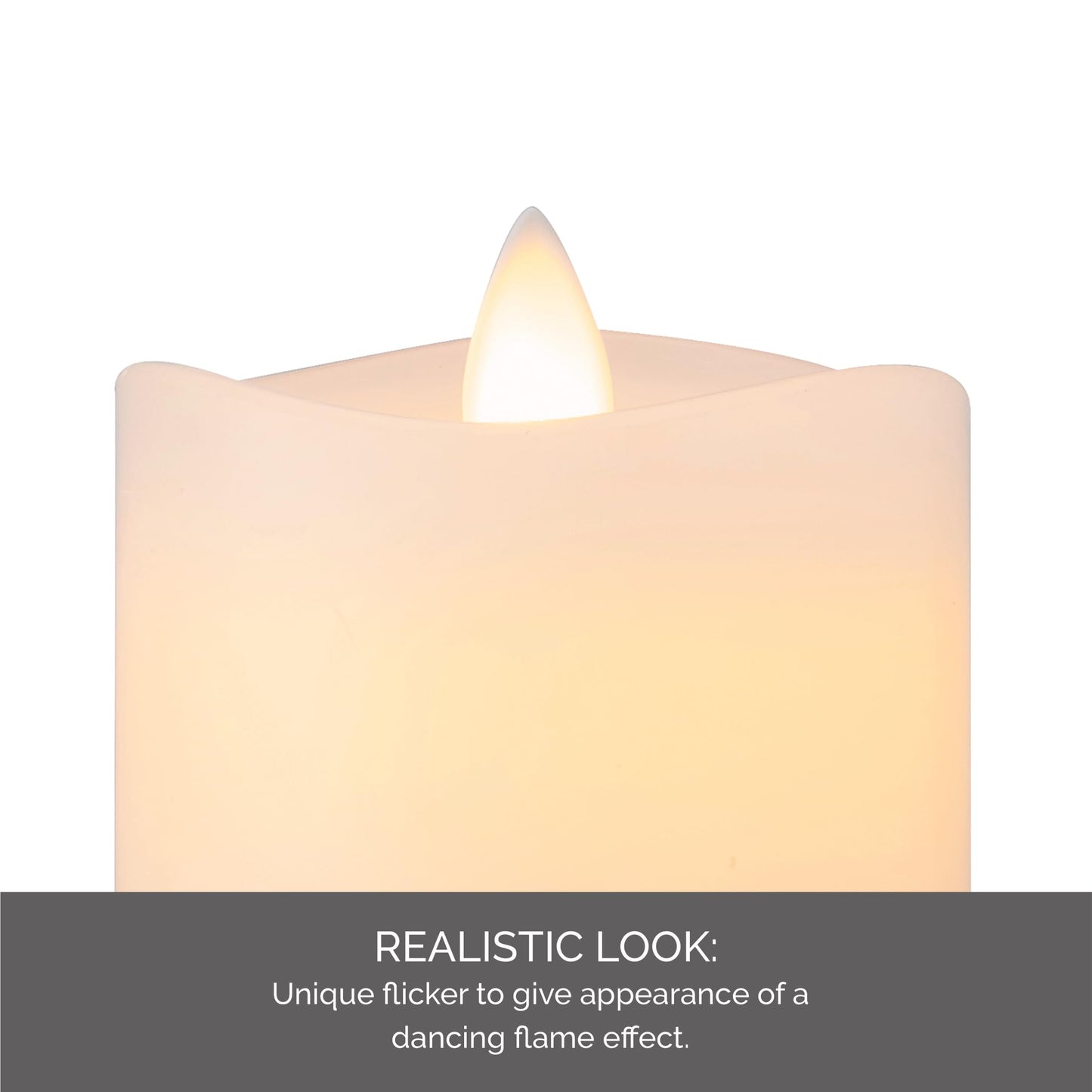 Mikasa LED Wax Pillar Candle, 3 x 8 Inch White Flameless Candle with Dancing Flame Effect, 5-Hour Timer, Battery Operated Real Wax Pillar for Home Decor and Table Decor