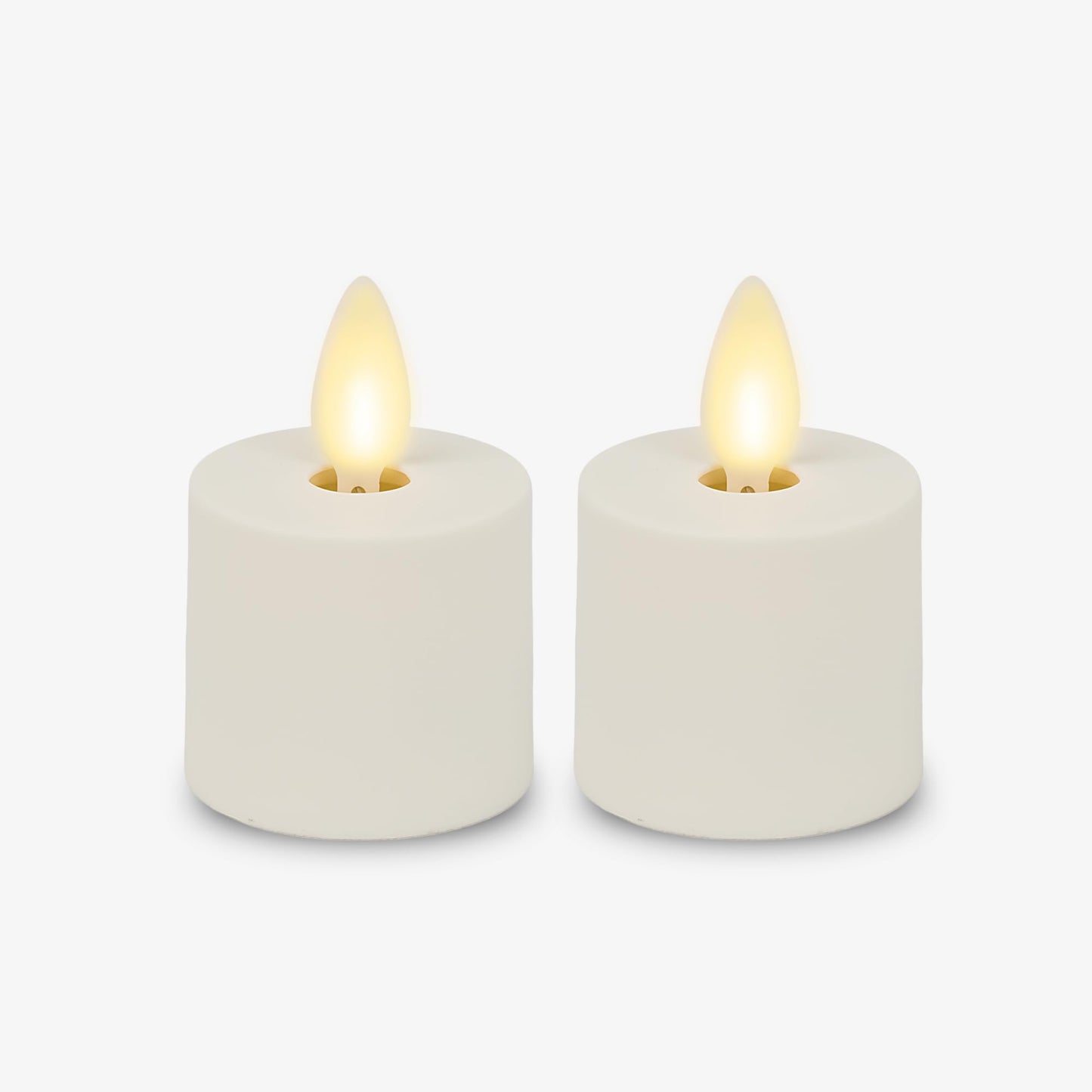 Luminara Flameless Tealights Rechargeable LED Set of 2 1.5" x 2.1", Battery Operated Moving Flame w/USB Charging Base, Indoor Safe Decorative Lights
