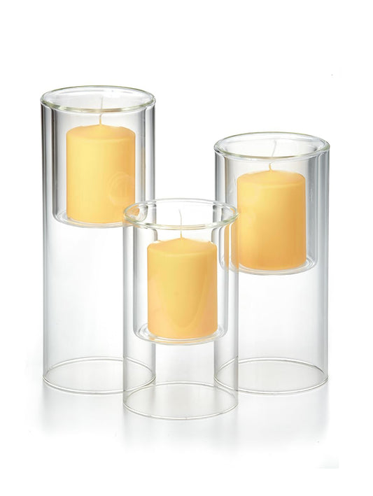 Yummi Set of 3 Pillar Candles & Ethereal Cylinders - Buttercup Yellow