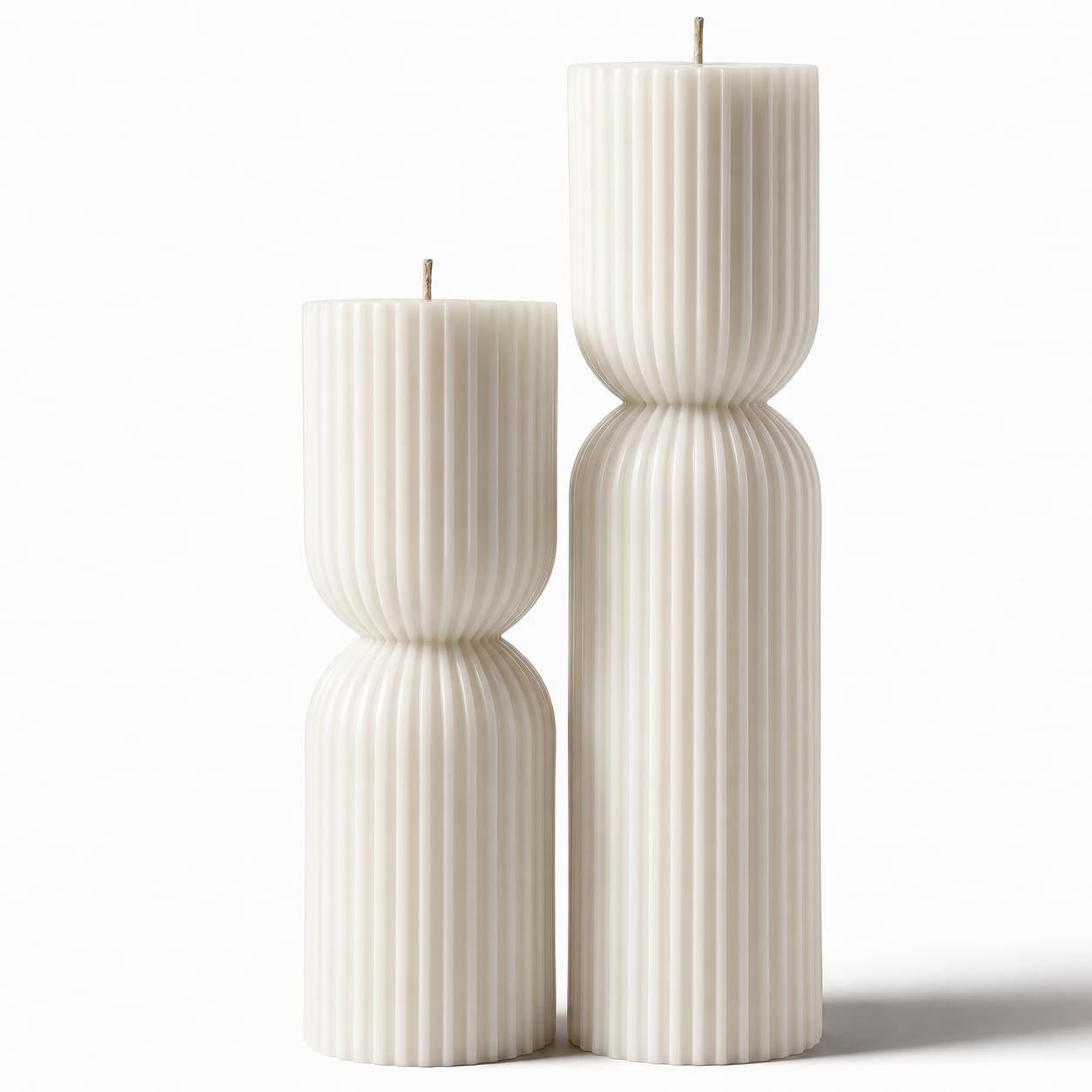 2PCS Hourglass Pillar Candles Set,Soy Wax Orchids Scented Pillar Candles,Cylindrical Tall Pillar Candle,Elegant Bubble Aesthetic Candle Housewarming Gift Home Room Shelf Decor Idea(White)