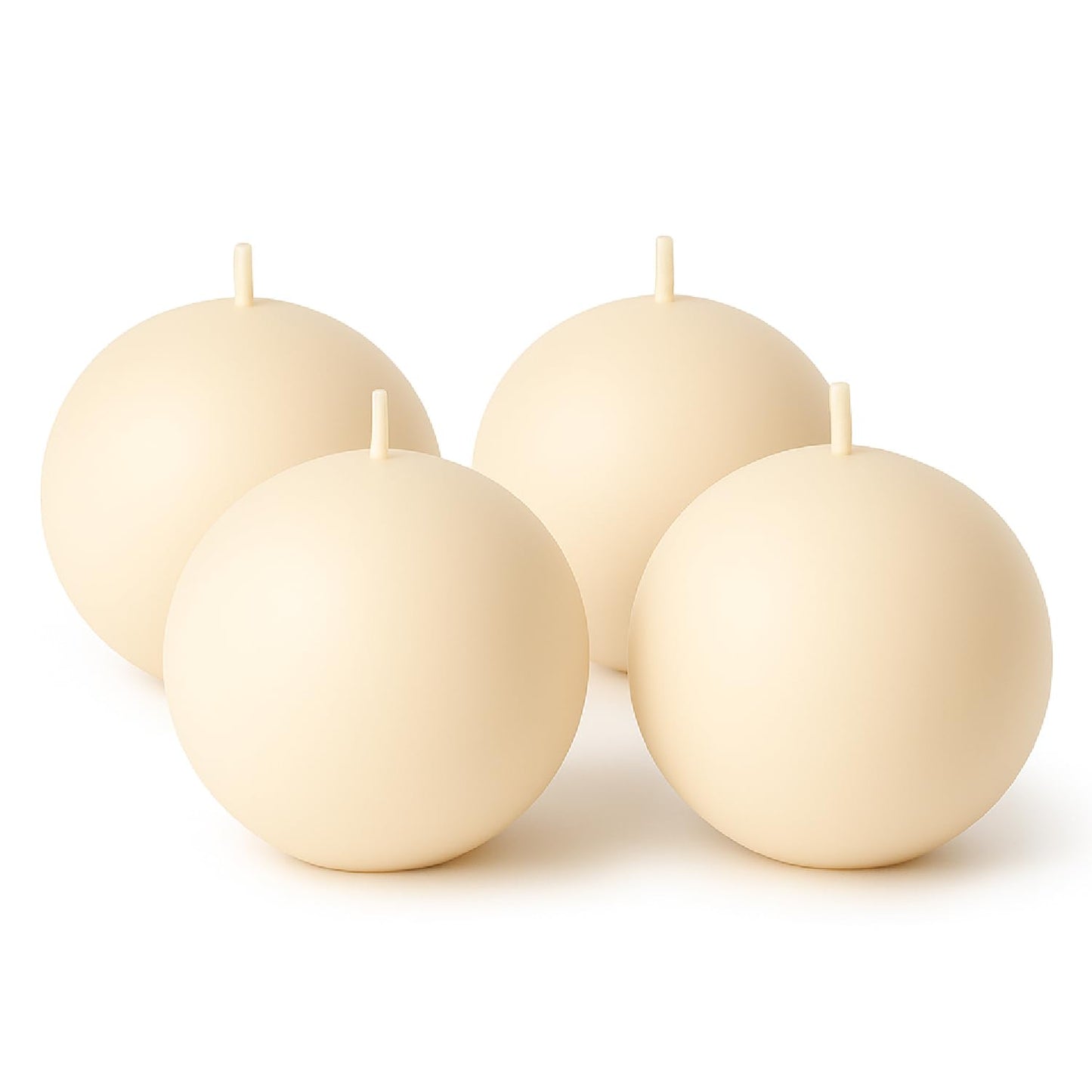 Biedermann & Sons Champagne Round Candles (Set of 4), Unscented Dripless Balls, 2.5" Spheres, 8 Hour Burn, for Centerpieces and Home Decor