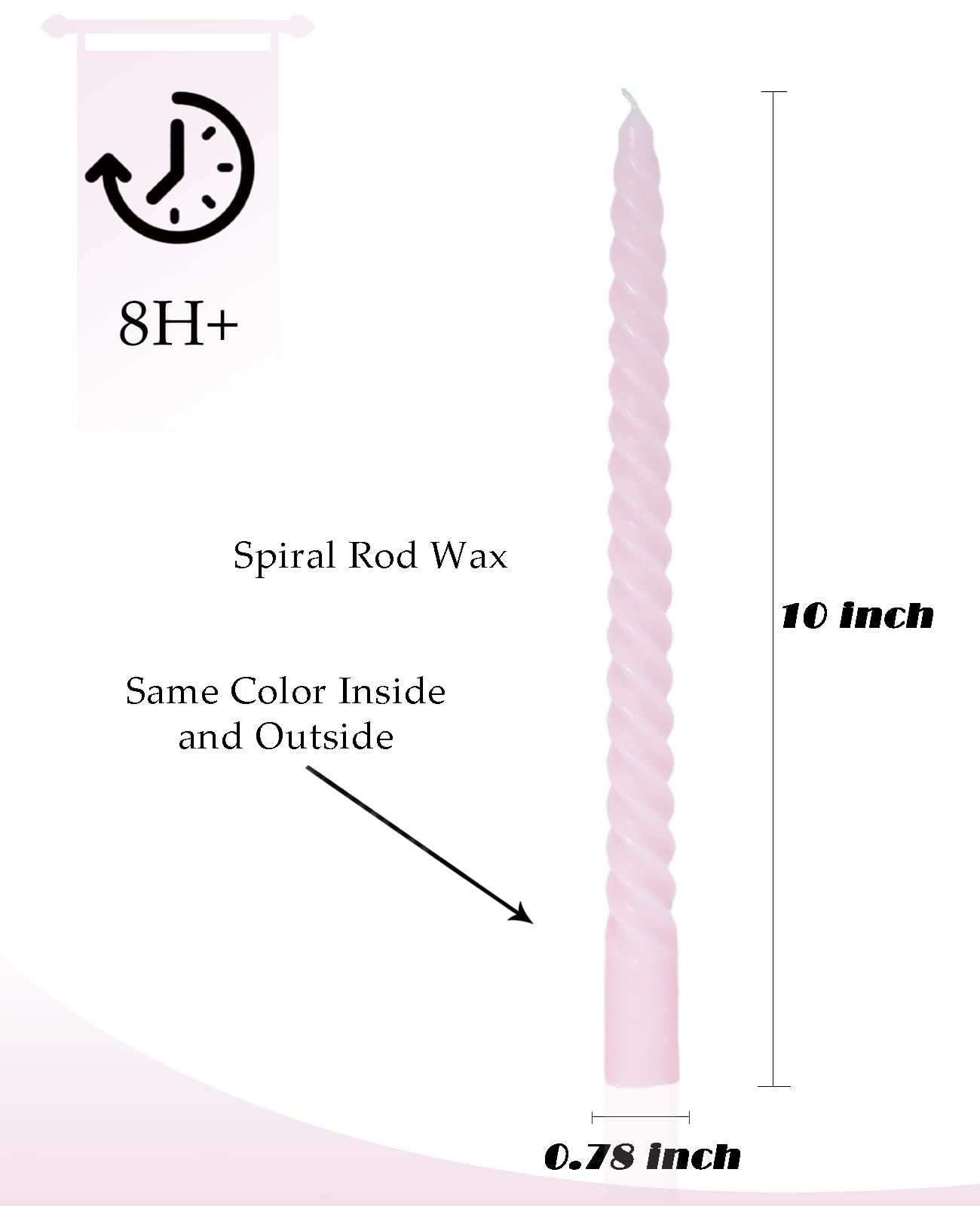 LPUSA Light Pink Tall Taper Candles Spiral Candle Sticks,Unscented Pastel Candle for Holiday,Wedding and Home Decoration,10inch,12 Pack(E-Light Pink)