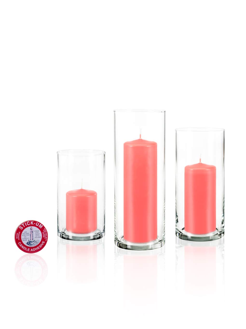 yummi Set of 12 Slim Pillars and Cylinder Vases - Coral