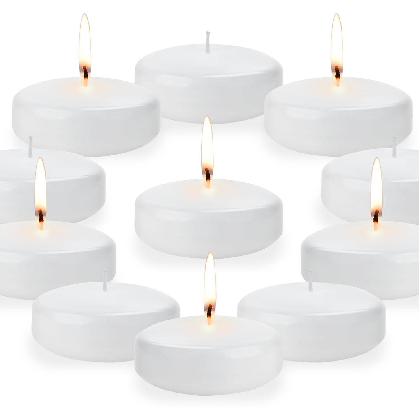 3 inch White Floating Candles Bulk,12Pack Dripless Wax Unscented Wax 13-15Hours Burning, Wedding Party Candles,for Centerpieces Suitable for Cylindrical Vases,Swimming Pool,Restaurant Decoration