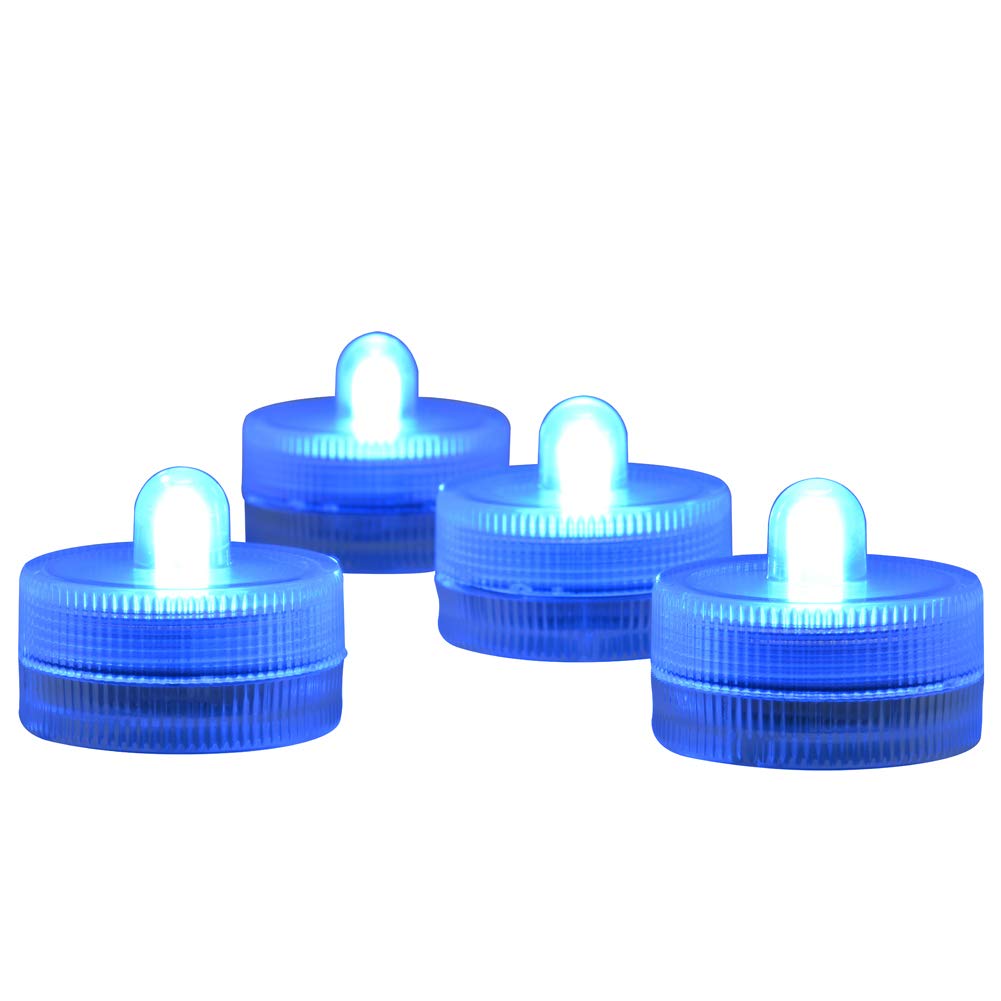 Halloween Lights Submersible LED Lights cr2032 Battery Powered Underwater Waterproof LED Tea Light for Events Wedding Centerpieces Vase Floral Xmas Holidays Home Decor Lighting(Pack of 12) (Blue)